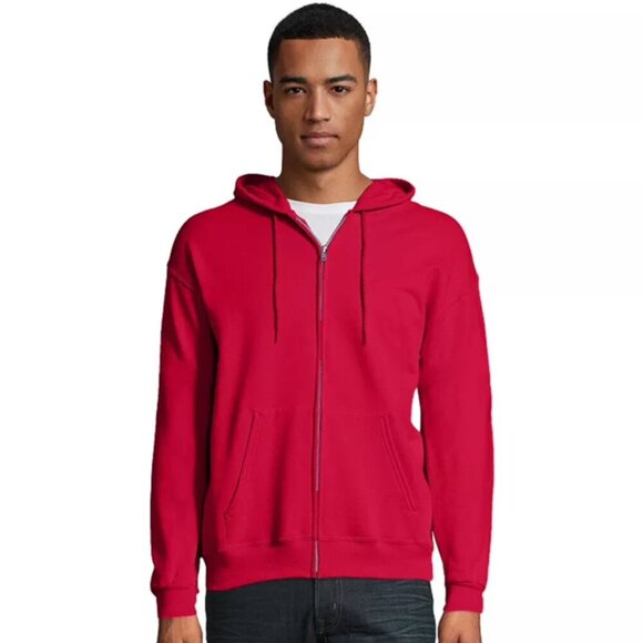 NWT Men's Hanes® EcoSmart Fleece Full-Zip Hooded Jacket - Picture 1 of 6